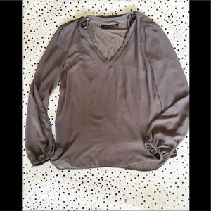 Zara Woman Gray Blouse Sheer Sleeves